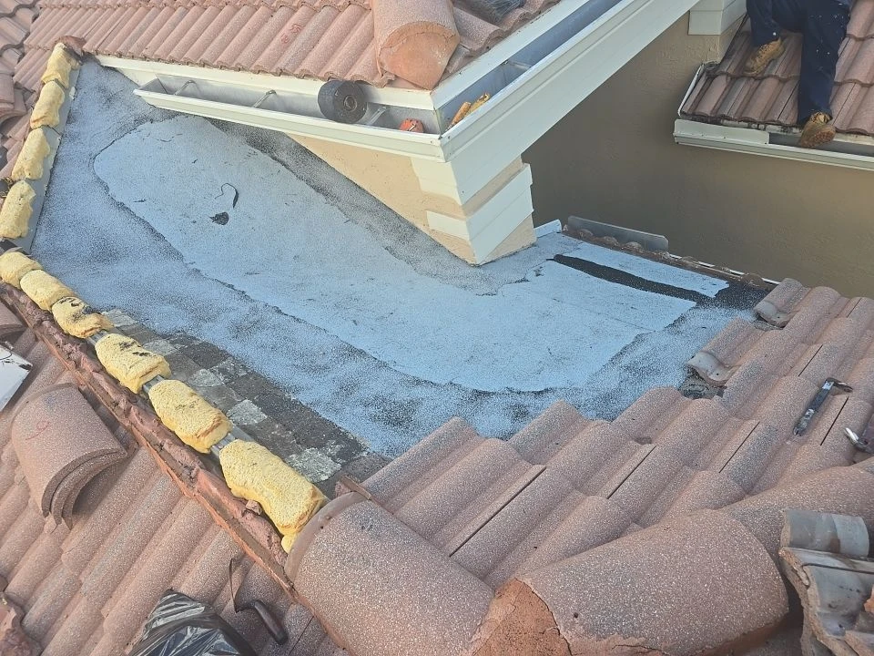Light granulated membrane installed at the same cricket repair area